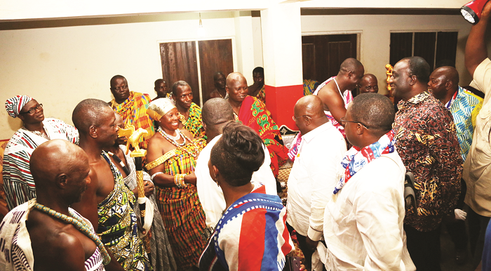 Nana Akufo-Addo exchanging pleasantries with the chiefs gathered